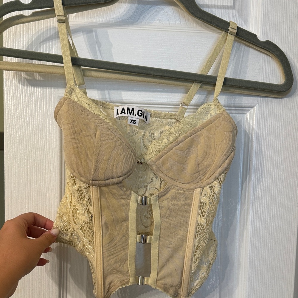 I.AM.GIA Cream Lace Bustier